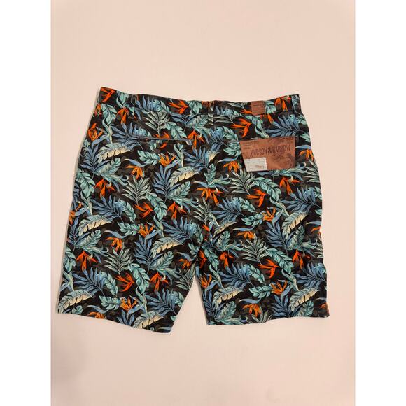 NWT Hudson and Barrow Men's Chino Casual Tropical Print Shorts Multicolor Size38 - Picture 6 of 8